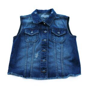 💙Buffalo David Bitton Denim Vest Frayed Hem Cropped distressed